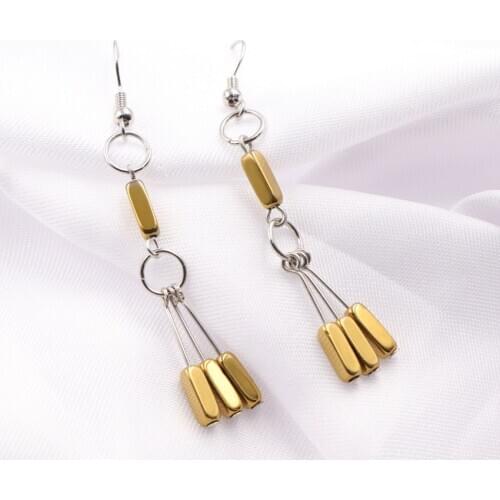 New Long Tassel Earring Natural Stone Hematite Drop Dangle Earrings for Women Girl Charms Eardrop Hook Jewelry Accessories A707