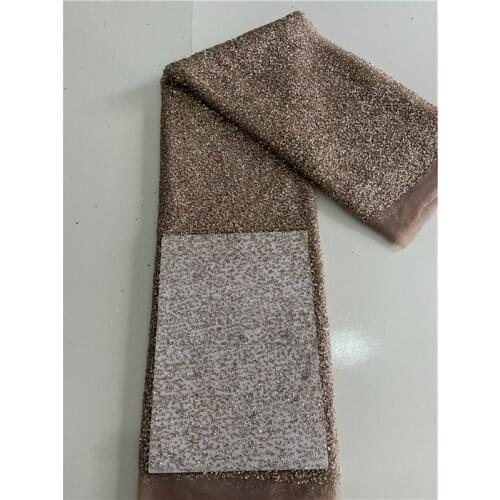 New Design Embroidered Lace Fabric Heavy Bead Sequin Lace For Wedding Dress Bead Lace Fabric 10Yards