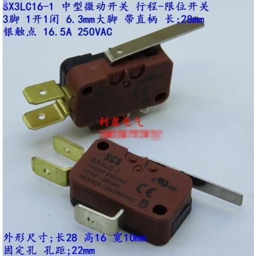 Original new 100% SX3LC16 silver point with straight handle long 28mm micro switch travel limit 3pin 16.5A