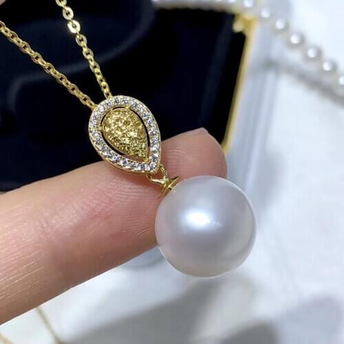 YIKALAISI 10-11mm Round Natural Freshwater Pearl Pendants Jewelry For Women 925 Sterling Silver Pendants Necklaces Wholesales
