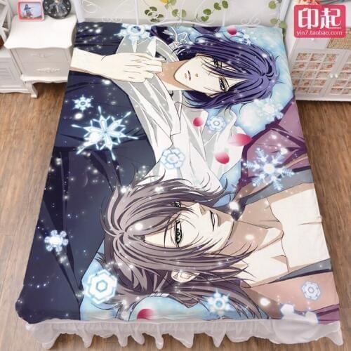 September update Anime Hakuoki Kazama Chikage & Okita Souji bed milk sheet & blanket summer quilt 150x200cm