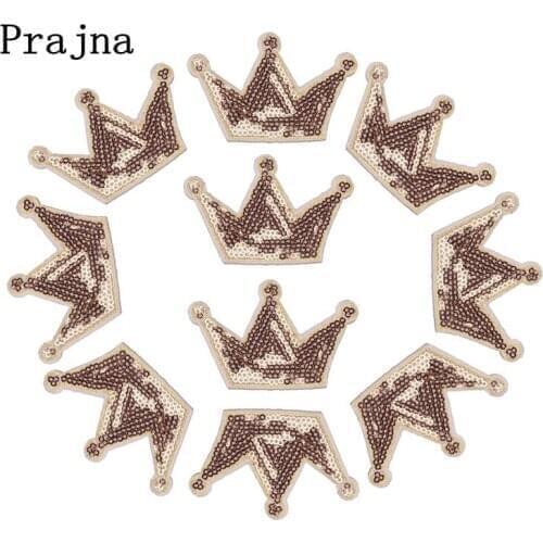 Prajna Cartoon Crown Ironing Sequined Patches Cute Badges Cheap 10PCS Set Patch For Clothing Ornament Handicraft Accessories DIY