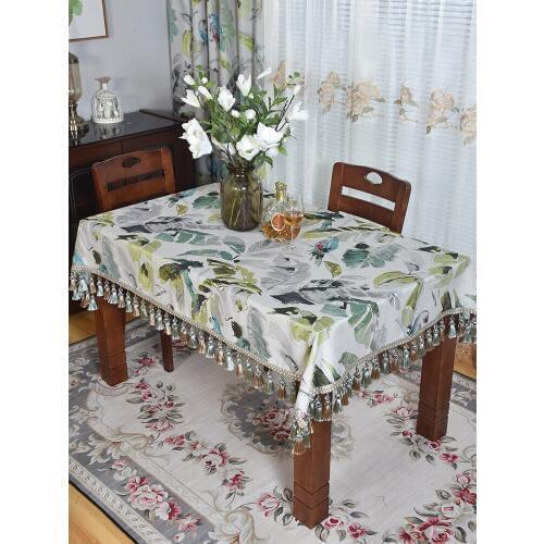 Rectangular Table Cloth Nordic Style Light Luxury Tassels Marble Table Mat Long Restaurant Coffee Table Green Color Tablecloth