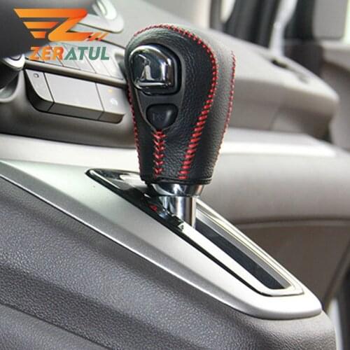 Zeratul Auto Car Interior Hand-Stitched Leather Car-styling Gear Shift Knob Head Cover Collars for Honda CRV CR-V 2012 2013 2014