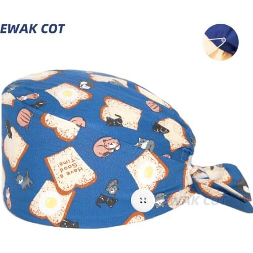 Male nurse cap woman nursing accessories with button scrub hat surgery cap dentist animal Lab cap scrub cap long hair