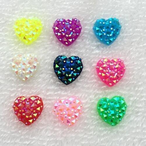 DIY 10 colour have a choice 400pcs/lot 12mm AB Resin Heart rhinestone Drill Flat back button garment accessory-A90*5