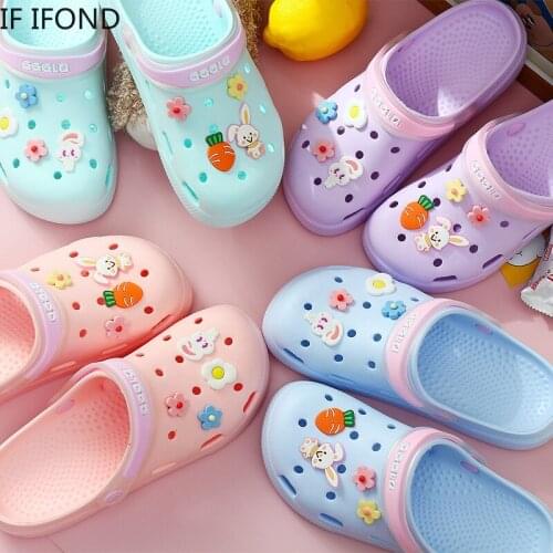 IF IFOND Summer Beach Breathable Clogs Sandals Women Outdoor Leisure Flat Slippers Woman Cute Garden Flip Flops Slides For Women