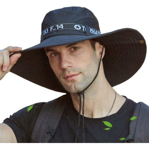 Summer Unisex Fishing Hat UV Protection Super Wide Brim Outdoor Sun Hat Solid Color Casual Hiking Beach Cap for Men Women