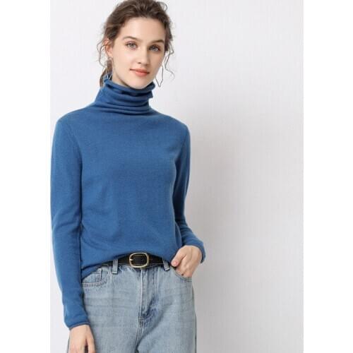 Blue joker cashmere sweaters women knitted turtleneck pull femme hiver oversized fashion autumn winter warm uppper undertakes