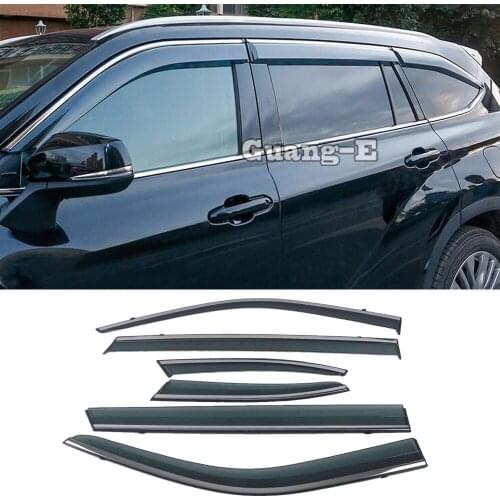 Car Body Styling Stick Lamp Plastic Window Glass Wind Visor Rain/Sun Guard Vent Parts 6pcs For Toyota Highlander 2020 2021 2022