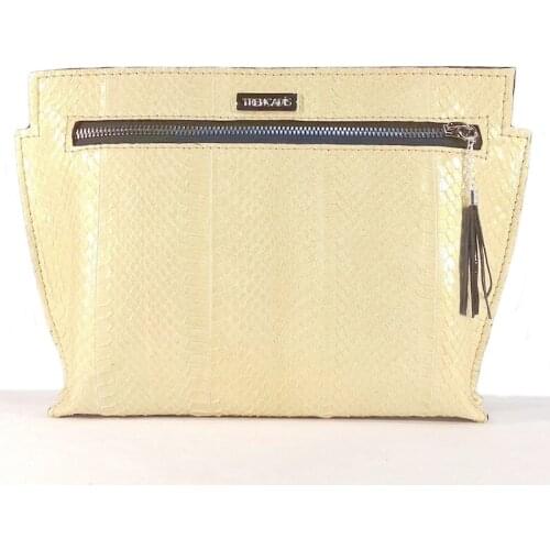 TRENCADIS. Leather Pouch Bag. Snake Clutch
