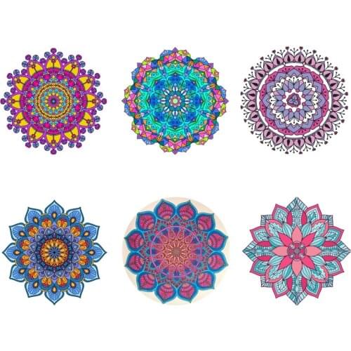 Creative Mandala Arts Printed 6pcs/set Drinks Coasters Coffee Tea Wine Cup Mats Waterproof Heat-insulateds Home Dining Placemats