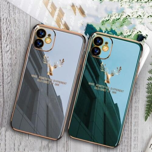 Ultra thin Plating Protect Case For iPhone 12 12Mini 11 Pro MAX XR X XSMAX XS 7 8 Plus SE2020 Elk Deer Silicone Soft Phone Cover