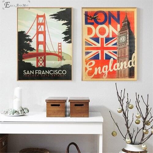 Vintage Golden Gate Bridge London Posters and Prints Wall art Decorative Picture Canvas Painting For Living Room Home Decor