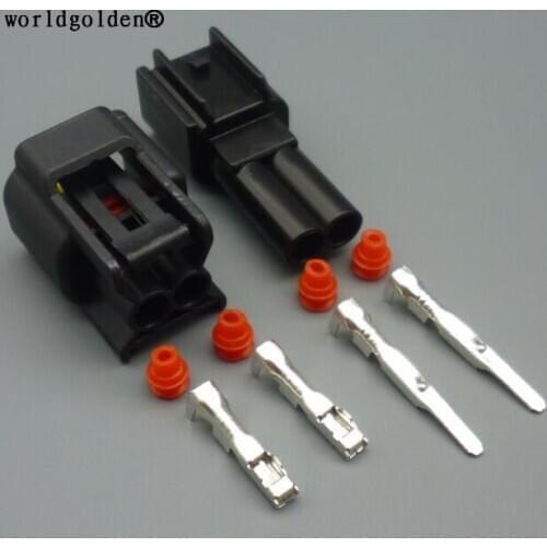 Worldgolden FW-C-2F-B FW-C-2M-B 2 Pin Ignition Coil Automotive Connector Wire Harness Female Male Waterproof Plug For Ford Focus