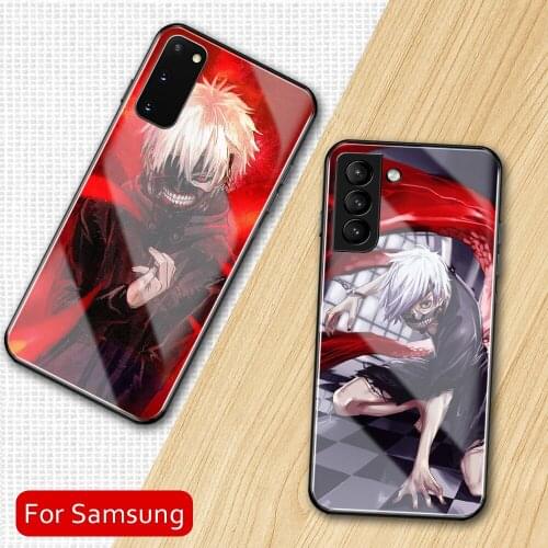 Japan Anime Tokyo Ghoul Kaneki Ken Case for Samsung Note 8 9 10 20 S20 S21 Ultra S8 S9 S10 S10E Plus FE Anti-Fall Glass Shell