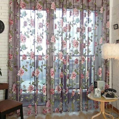 Curtains Lady Curtains For Living Room Romantic Floral Tulle Voile Window Curtain Drape Panel Sheer Scarf Valances Elegant Lady