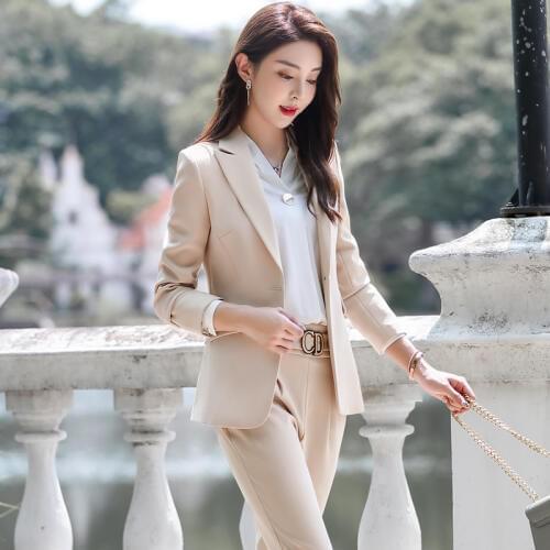 Ladies suit suit commuter wild waist professional decoration body slim pants large size womens two-piece autumn and winter new