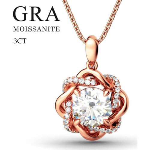 Silver Chakra Moissanite Pendant For Women Real 925 Sterling Silver Necklace 3CT Diamond Wedding Fine Jewelry Christmas Gift New