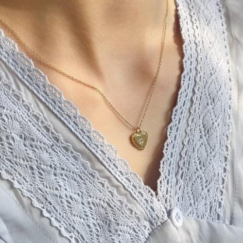 Amaiyllis 925 Sterling Silver Love Heart Necklace Pendant Simple Handmade Boho Choker Crystal Necklace For Female Jewelry