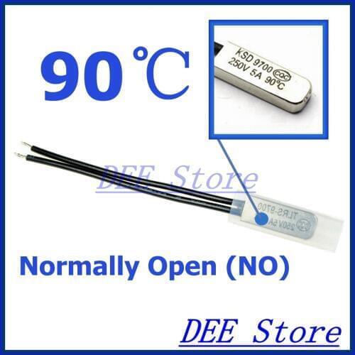 10Pcs/lot 90C Degree Celsius / 194F NO Normal Open Thermal Protector Sensor Thermostat temperature control fuse switch 250V 5A