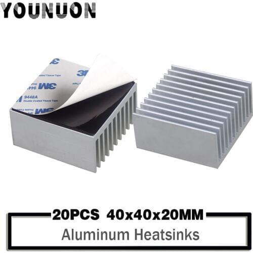 20PCS 40*40*20mm 40mm Heat sink Aluminum Heatsink Cooler Cooling Fin For Led Light IC Chip 40x40x20mm