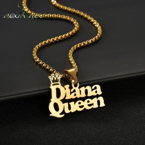 2021 Nextvance Stainless Steel Name Necklaces with Crown Solid Necklace 4 Chains Customized Nameplate Necklaces Jewelry Gifts