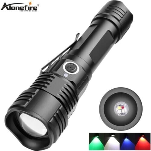 Alonefire X17 Red Purple White Green 4 in 1 led flashlight Multi-functional USB Rechargeable Tactical lantern Hunting torch