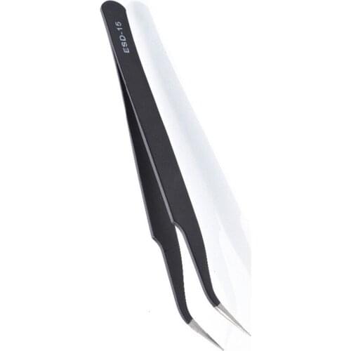 2pcs/lot Anti-static Stainless Steel Tweezers Maintenance Tools Industrial Precision Curved Straight Tweezers Repair Tools