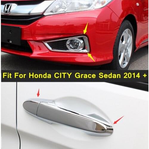 Lapetus Auto Styling Front Fog Lights Foglight Lamp Cover Trim Chrome Fit For Honda CITY Grace Sedan 2014 2015 2016 ABS