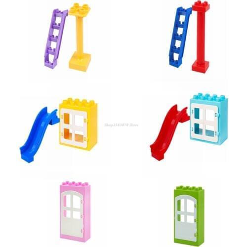Duplo Accessories Toys Series Slide House Figures Duplo Parks Building Blocks Friend Educational Kid Diy Creative Bricks Model