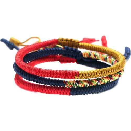 Handmade Bracelet Mix Color Buddhism Braided Knots Good Lucky Rope Bracelet For Man Women Size Adjustable Unisex Jewelry 1412