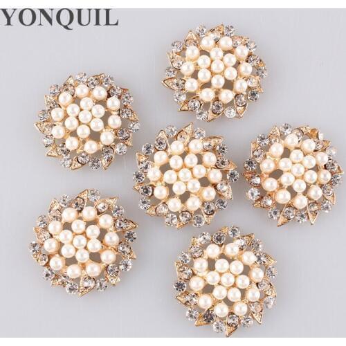30MM Exquisite Imitation Cream Pearl Flower Pin Brooch Diamante Rhinestone Brooch DIY Jewelry Accessories 10Pcs/Lot MYQB002