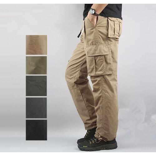 New Spring Autumn Mens Cargo Pants Cotton Pocket Joggers Harem Pants Casual Loose Wide Leg Long Trousers