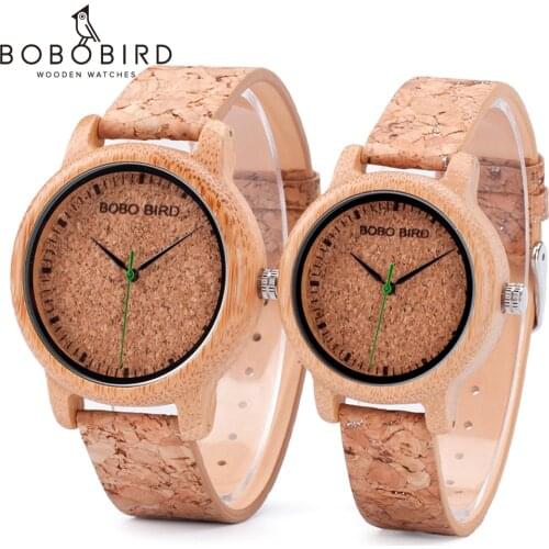 BOBO BIRD Customized Lovers Watches Engrave on Wooden Box Genuine Leather Strap Wood Quartz Men Women Timepieces Gift for Her