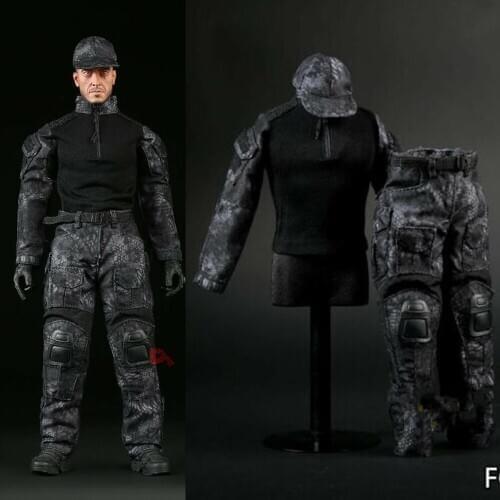 FG006 1/6 Black Python Pattern Camouflage Uniform For 12" Male Action Figure Dolls