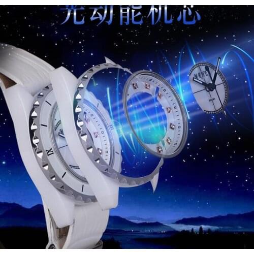 2019 Hong Kong MRHEA Eco-Drive energy fashion new ceramic belt womens watch double-layer leather fashion watch
