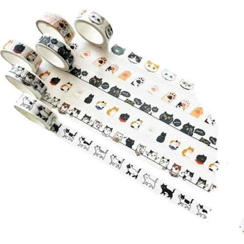Cute Cat Family Paper Washi Masking Tape DIY Scrapbooking Stick Label For Photo Frame Diary Notebook