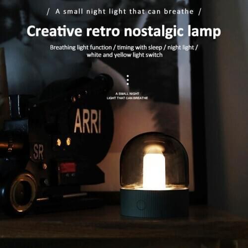 Creative Retro Glass Night Light USB Charging Timing Breathing Sleep Sleep Light European style