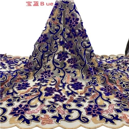 SJ Lace African Sequins Lace Fabric 2021 High Quality Velvet Lace Fabric Nigerian Tulle Lace Fabrics For Wedding Dress xh4-80