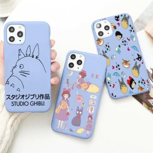 Cute Totoro Spirited Away Ghibli Miyazaki Phone Case for iPhone 12 mini pro max 11 Pro Max X XR XS 8 7 6s Plus Candy blue Case