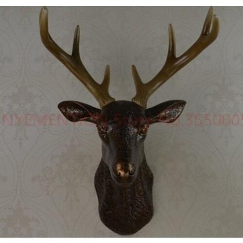 Mini wall mounted black whitetail buck bust deer head art plaque hunt sculpture as faux taxidermy 1pcs