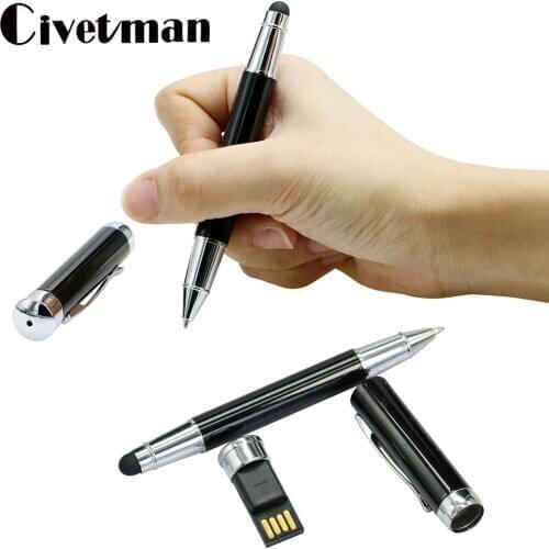 Multifunction Ballpoint Pen USB Flash Drive 16GB 32GB 64GB 128GB 256GB Capacitive Stylus Metal Pendrive Usb Flash Memory Stick