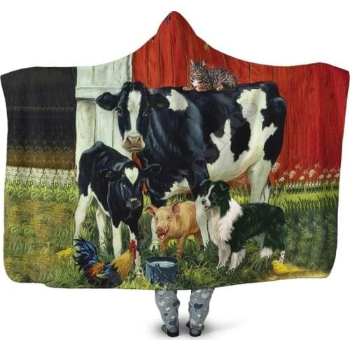 Animal in my famer 3D All Over Printed Wearable Blanket Adults For Kids Various Types Hooded Blanket Fleece blanket