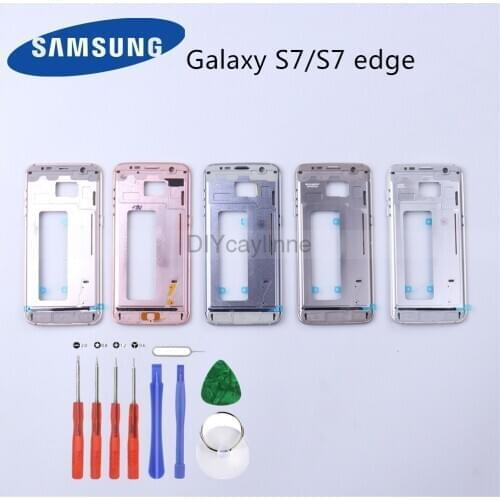 New Middle Frame Housing For Samsung Galaxy S7 G930 S7 Edge G935 LCD Front Frame Chassis With Small Parts+ Side Button Repair