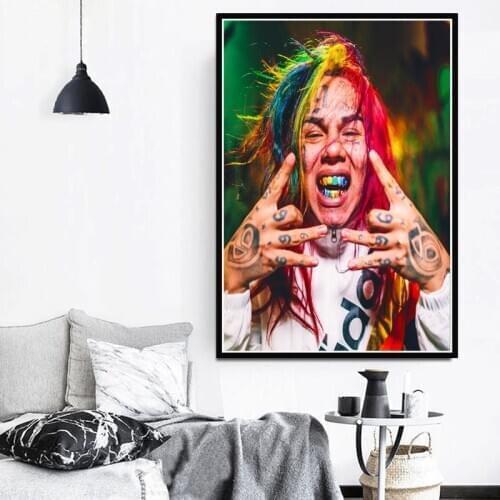 New Tekashi69 6IX9INE Rapper Hip Hop Music Singer Star Poster Prints Painting Canvas Art Wall Pictures Living Room Home Decor