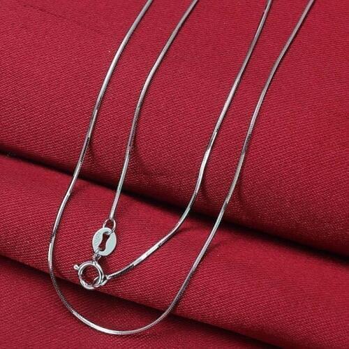 Pure 18K White Gold Necklace 0.6mmW Snake 16"L 1.2-1.6g