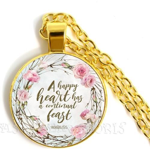 Bible Verse Glass Dome Necklace God Is In Her She Will Not Fall Scripture Quote Jewelry For Women Men Christian Faith Gifts