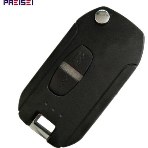 PREISEI 2 Buttons Left Groove Blade Car Remote Modified Flip Key Shells For Mitsubishi Key Fob Replacements