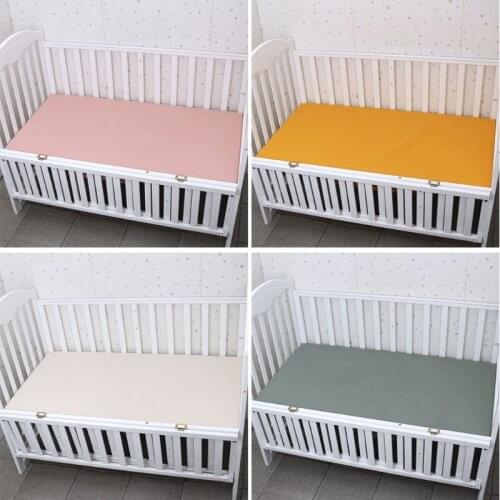 Baby Bed Fitted Sheet Cotton Crib Fitted Sheet Bedding Protector Solid Color Mattress Cover for Unisex Baby Boys Girls